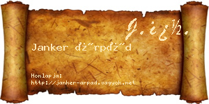 Janker Árpád névjegykártya